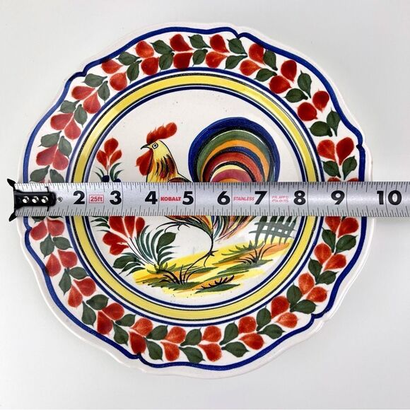 Henriot Quimper France Multicolor Rooster 10" Wall Hang Plate Hand Painted - Picture 7 of 7